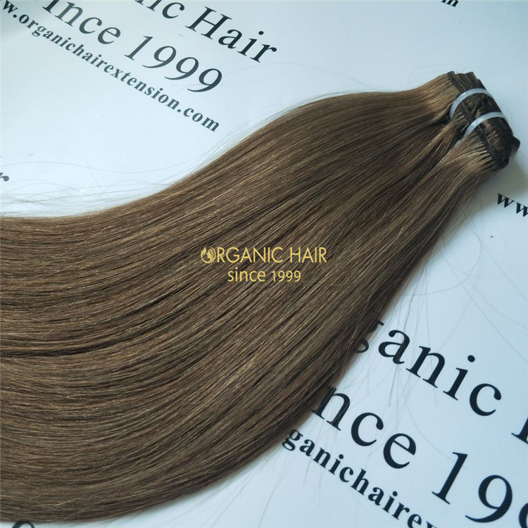 Human hair clip for extensions brown color X63